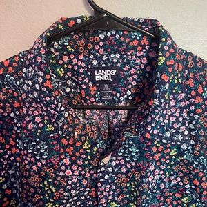 Navy Floral button down shirt